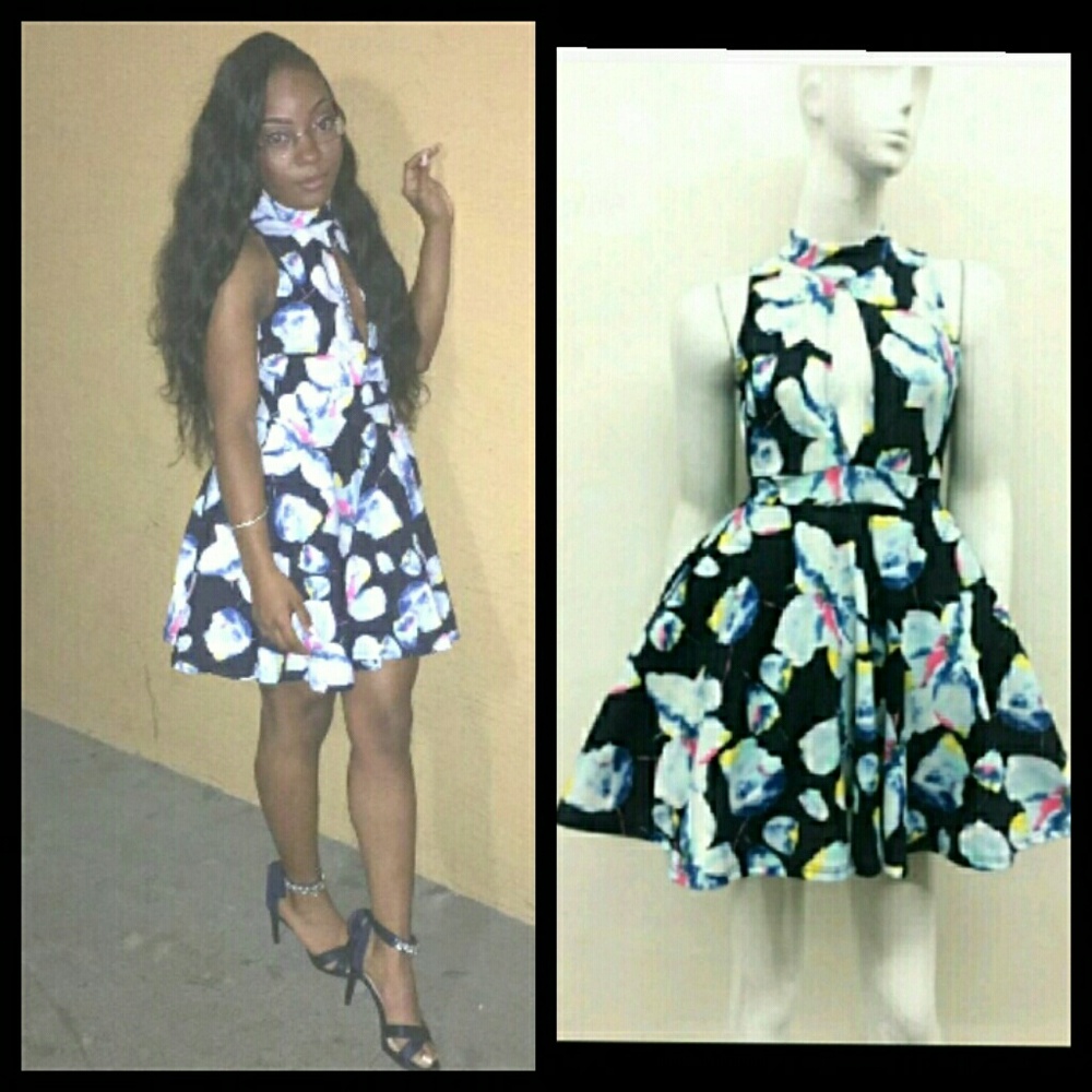 Auditions Black Floral Mini Dress